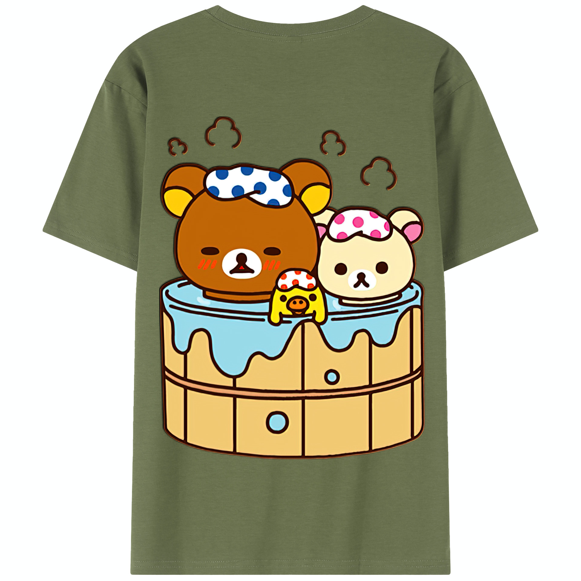 （画像用） リラックマ リラックマ キイロイトリ Rilakkuma Korilakkuma Kiiroitori 綿100％半袖Tシャツ（背面プリント）